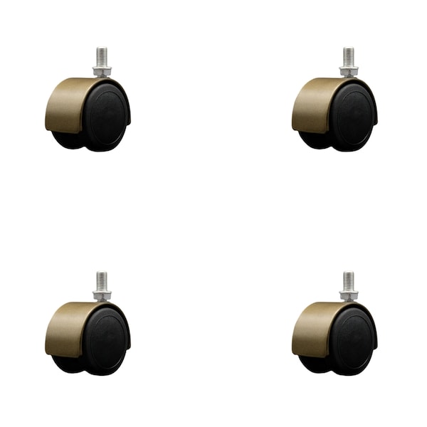 Service Caster 2'' Floor Safe Antique Hooded Twin Wheel Caster 3/8 Threaded Stem, 4PK SCC-TS02S50D-NYU-WA-382458-4 - main